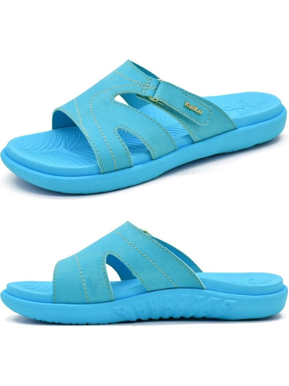 Women's Blue Orthotic Slides Ladies Athletic Yoga Mat Memory Foam Sandal Shoes